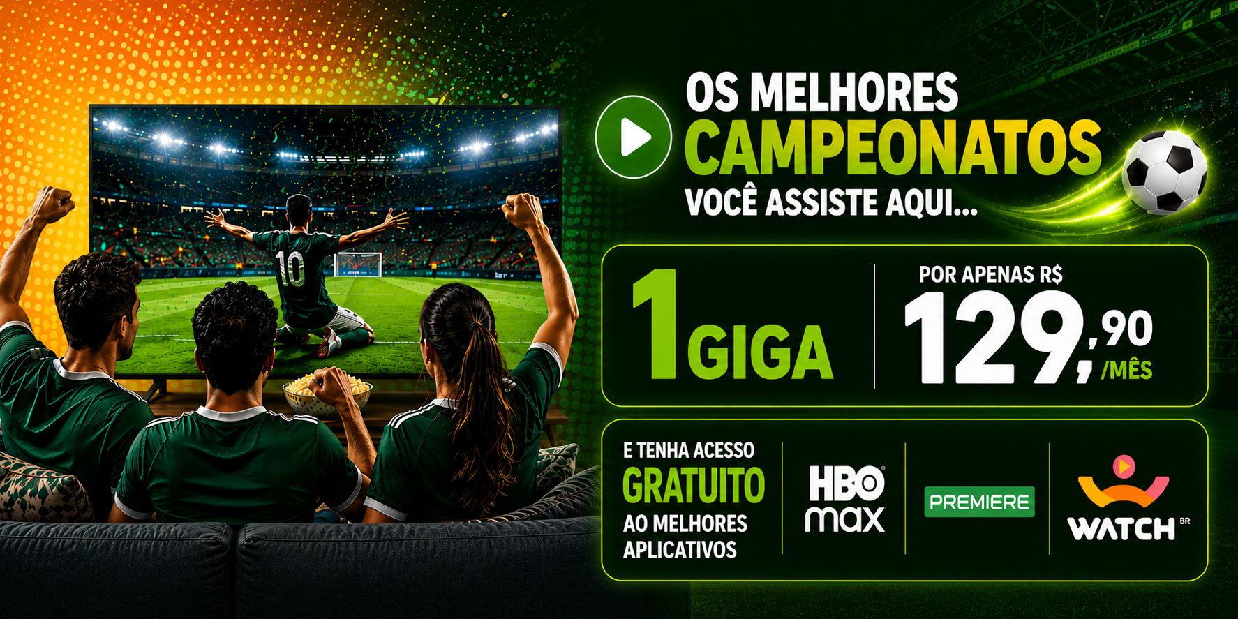 Poddium 1 Giga por R$ 129,90/mês com acesso gratuito a HBO Max, Premiere e Watch